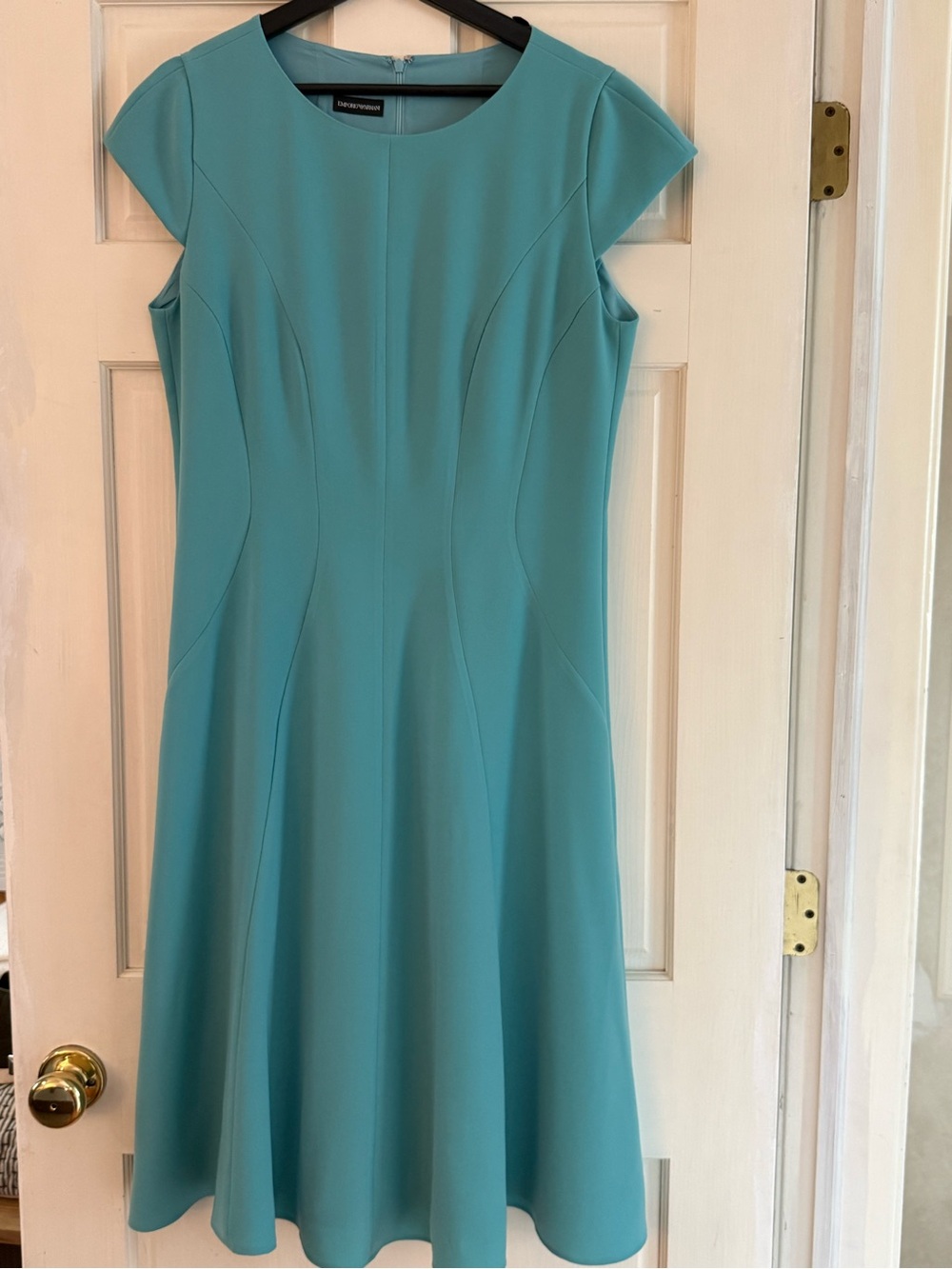 Emporio Armani Teal Midi Fit-and-Flare Dress